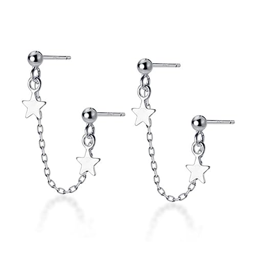 LIFKOME Doppel-piercing-ohrhänger Stern-design Mit Kette Knorpel-ohrhänger Aus Sterling-silber Für Damen von LIFKOME