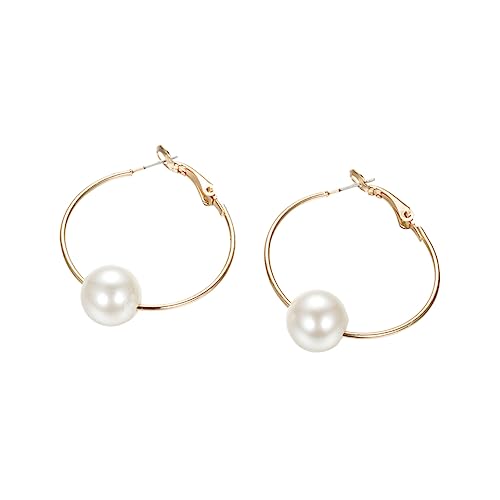 LIFKOME Damen Ohrringe Große Weiße Muschelperlen Sterling Silber Vergoldet Nickelfrei Modisch Persönlichkeit Accessoire für Besondere Anlässe von LIFKOME