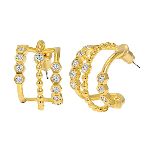 LIFKOME Damen Ohrringe mit Diamantbesatz Vergoldet Statement Ohrschmuck Leicht Luxuriöses Design für Alltag Party Hochzeit Hochwertiger Ohrhänger von LIFKOME