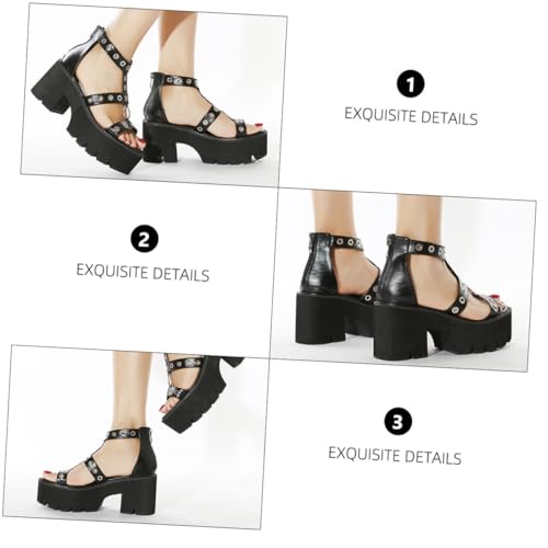 LIFKOME Damen Sandalen High Heels Sommer Hoher Absatz Rutschfest Bequeme PU Ledersohle Offene Zehen Elegante Plattform Schuhe für Hochzeit Party Alltag von LIFKOME