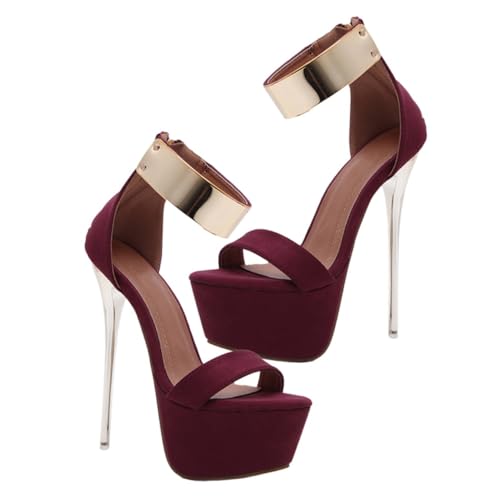 LIFKOME Damen Sandalen mit Dünnem Absatz Atmungsaktiv und Rutschfest Modische Sommer Schuhe für Strand und Alltag Stilvoller Schwarzer Plateau High Heel Schuh von LIFKOME