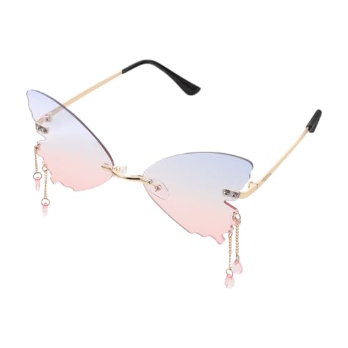 LIFKOME Damen Schmetterling Sonnenbrillen Gläser Rahmenlose Brille Für Damen Stilvolle Partybrillen von LIFKOME