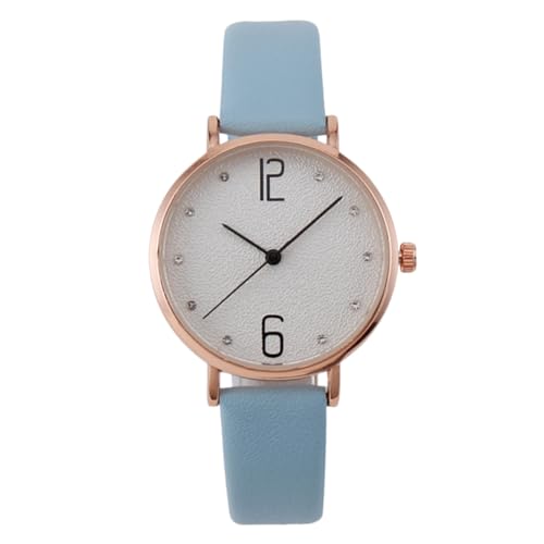 LIFKOME Quartz Uhr Mit Ziffern Und Strass Damen Armbanduhr Leichte Und Bequeme Studentenuhr Hellblau Casual Zeitmesser Für Schule Und Alltag von LIFKOME