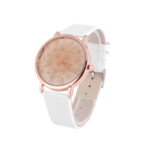 LIFKOME Analoge Quarz Armbanduhr Für Damen Mit Weissem Pu-lederarmband Runde Ziffernblattuhr Damenuhr Mit Genauer Zeitangabe Uhr Für Damen von LIFKOME