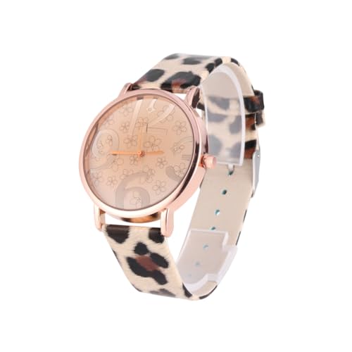 LIFKOME Digitale Runde Armbanduhr Für Damen Mit Quarzuhrwerk Und Pu-lederarmband Armbanduhr Mit Ziffernblatt Im Leopard-Design Uhren Für Damen von LIFKOME