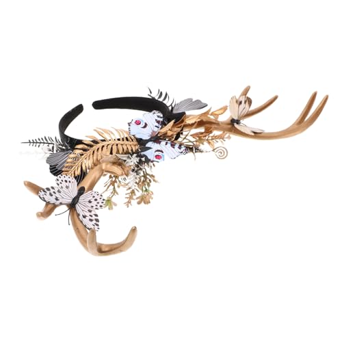 LIFKOME Deer Antlers Headband mit Schmetterlings Blumen-design Modisches Cosplay-haarreif für Vielseitiges Festtags-accessoire für Weihnachten Halloween und Festliche Feiern von LIFKOME