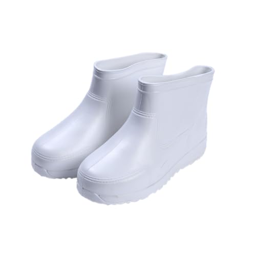 LIFKOME Dickere Rutschfeste Regenstiefel mit Säurebeständigem Material Leichte EVA Niedrige Gummistiefel Weiß Stabiler Absatz Verschleißfest und Komfortabel für Herren und Damen von LIFKOME