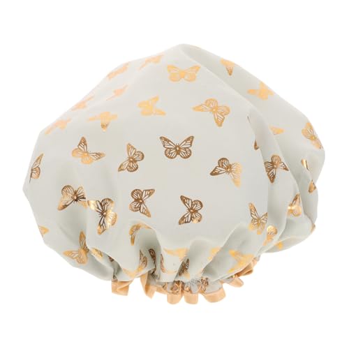 LIFKOME Doppellagige Wasserdichte Duschhaube für Frauen Elastische Wiederverwendbare Badekappe Extra Groß für Langes Haar für Baden Haarfärben und Haarschutz Bequem und Sicher Sitzend von LIFKOME