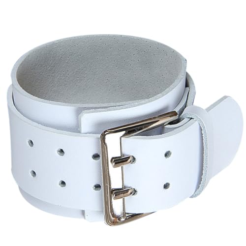 LIFKOME Doppeltes Lederarmband Herren Weiß mit Großer Schnalle Vintage Stil Verstellbares Armband Handgelenk Manschette Modisch Robust Praktisch von LIFKOME