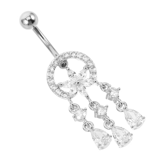 LIFKOME Edelstahl Bauchnabelring mit Dreamcatcher Anhänger Kleiner Hautfreundlicher Bauchnabelpiercing Schmuck für Frauen Glänzender Nabelring für Party Urlaub Vielseitiges Design von LIFKOME