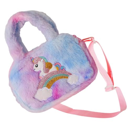 LIFKOME Neuer Titel Könnte Wie Folgt Aussehen Mädchen Umhängetasche Einhorn Fuzzy Tasche Für Junge Mädchen Niedliche Plüsch-Handtasche Mit Verstellbarem Schultergurt Für Alltag von LIFKOME