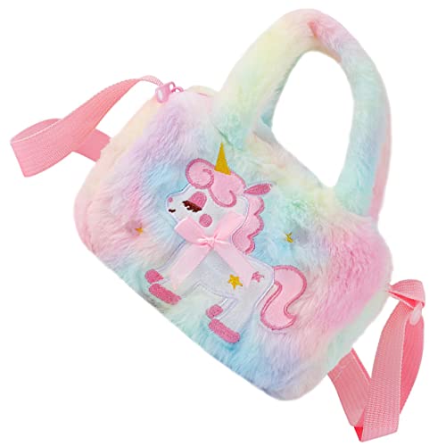 LIFKOME Plüsch Handtasche Einhorn Cartoon Umhängetasche Junge Mädchen Geldbörse Tasche Mit Verstellbarem Schultergurt Für Mädchen Entzückende Schultertasche von LIFKOME
