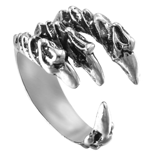 LIFKOME Einstellbarer Dragon Claw Ring Herren Damen Punk Stil Offenes Design Silberring Modischer Fingerschmuck für Alltag Halloween Geburtstag Geschenk von LIFKOME