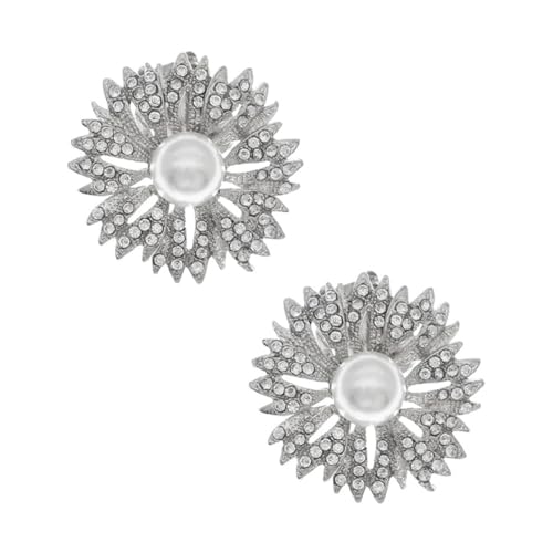 LIFKOME Elegante Braut Schuhclips mit Strass und Perlen Abnehmbare Runde Schuhblumen aus Hochwertigem Zinklegierung Vielseitige Damenschuh Deko für Hochzeit Party und Pumps Silberfarben von LIFKOME