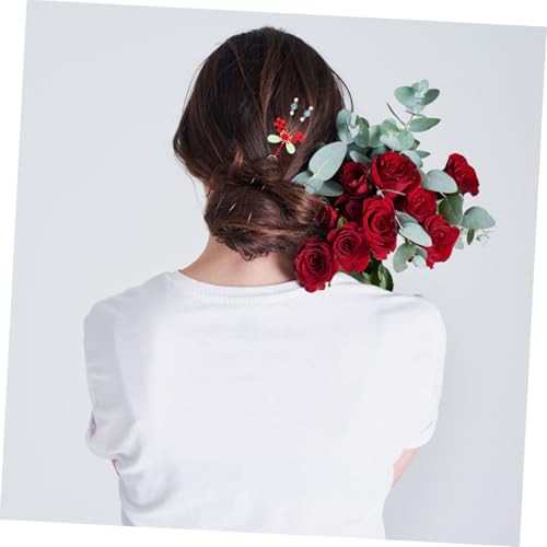 LIFKOME Elegante Chinesische Haarnadel Schmetterlingsdesign Haarschmuck Kleine Haargabel mit Perlenverzierung Traditioneller Stil für Damen und Mädchen Alltag und Festlichkeiten von LIFKOME