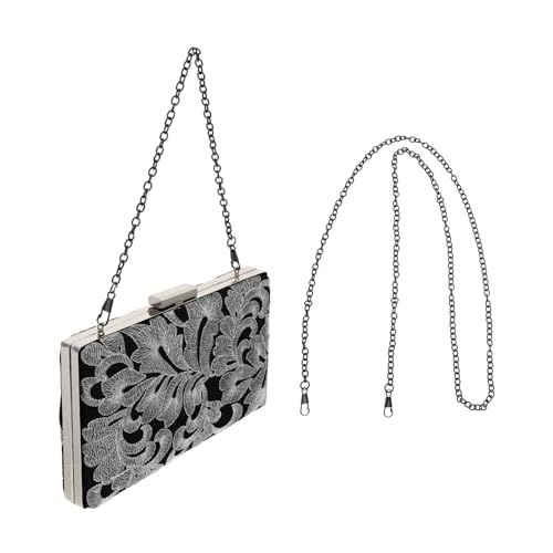 LIFKOME Elegante Damen Clutch Handtasche mit Besticktem Retro Design und Silberner Kette Stilvolle Abendtasche für Hochzeit Party und Besondere Anlässe Praktische Aufbewahrung und von LIFKOME