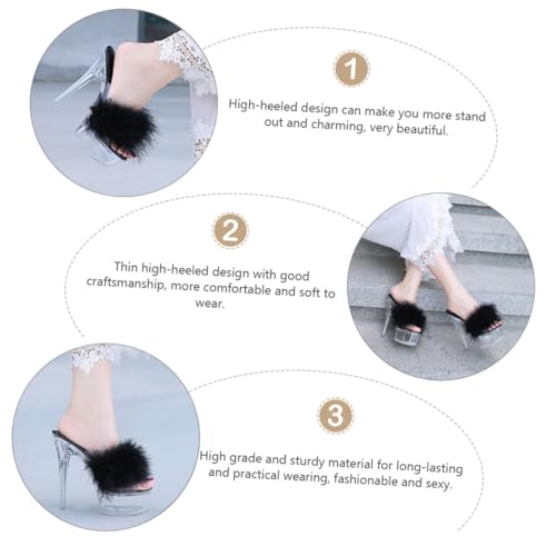 LIFKOME Elegante Damen High Heel Sandalen mit Dünnem Absatz Flauschige Bequeme Slipper Modisch Transparent Vielseitig Kombinierbar für Jeans Shorts Kleider Stilvoller Auftritt bei Party von LIFKOME