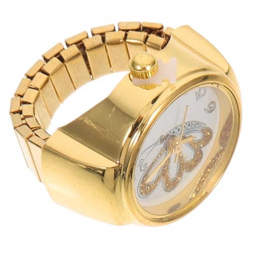 LIFKOME Elegante Damen Ringuhr mit Schmetterlingsmotiv Leichte Legierung Goldfarbig Hautfreundlich und Langlebig Modisches Fingerschmuck accessoire für Alltag und Party von LIFKOME