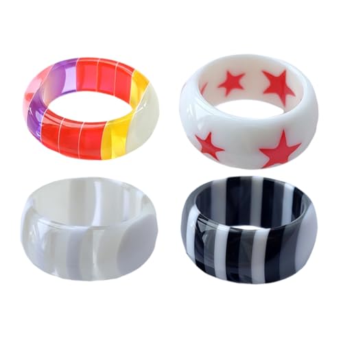 LIFKOME Elegante Persönlichkeitskollektion 4-teiliges Fingerring-set Aus Kunstharz in Mehreren Farben für Damen von LIFKOME