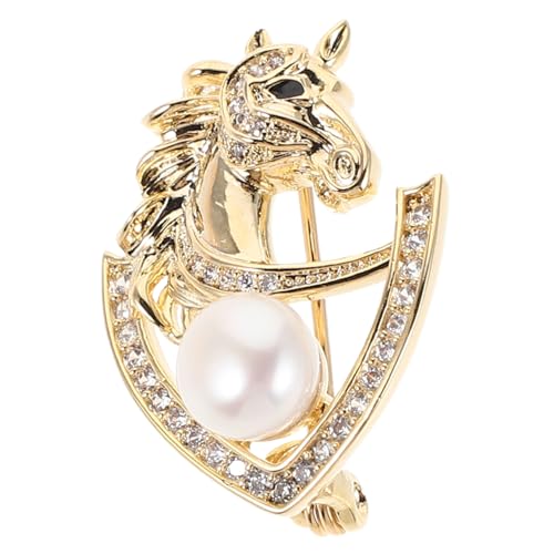 LIFKOME Elegante Pferde-brosche mit Perlen Barockstil Anstecknadel Vielseitige Anti-exposure Sicherheitsnadel Damen Schmuck für Kleider Pullover Praktisches Design für Große Ausschnitte von LIFKOME