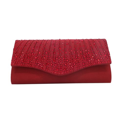 LIFKOME Elegante Satin Clutch mit Funkelnden Strasssteinen Magnetischem Verschluss Stilvolle Abendtasche für Hochzeit Dinner und Party Modische Handtasche für Damen Kompakt und Glamourös von LIFKOME