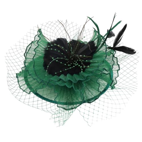 LIFKOME Eleganter Damen Fascinator Haarclip mit Abnehmbarem Stirnband Grüne und Netzverzierung Vielseitiger Haarschmuck für Hochzeit Teeparty Braut und Festliche Anlässe von LIFKOME