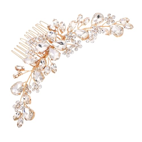 LIFKOME Eleganter Haarkamm mit Funkelnden Strasssteinen Dekoratives Braut-haaraccessoire für Frauen Vielseitiger Hochzeitsschmuck für Festliche Frisuren Edles Goldfarbenes Design für Braut von LIFKOME