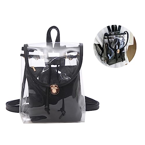 LIFKOME Rucksack Damen PVC Leder Candy Handtasche Schultertasche Für Reisen Schwarz von LIFKOME