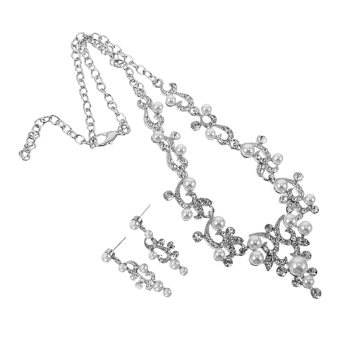 LIFKOME Elegantes Brautschmuck-set Perlen Halskette Ohrringe Strass Armband Leicht Langlebig Vielseitig für Hochzeit Braut Festliche Anlässe und Prom von LIFKOME