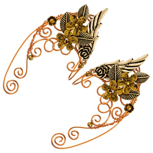 LIFKOME Elfen Ohr Manschettenohrringe Damen Handgefertigt Blütenflügel Design Modischer Ohrschmuck für Frauen Cosplay Halloween und Alltag von LIFKOME