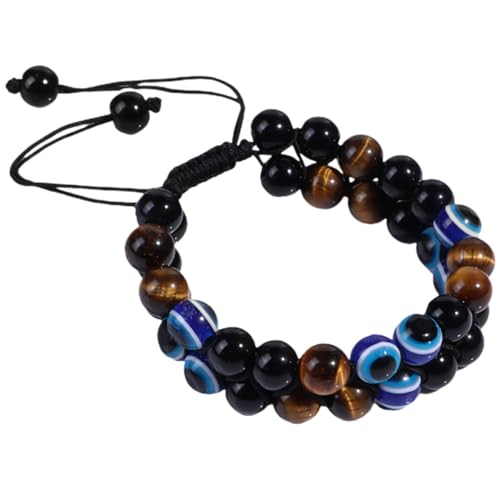 LIFKOME Evil Eye Stein Armband Verstellbares Yoga Agat Armband für Männer und Frauen Handkette mit Böhmischem Design zur Meditation und Entspannung von LIFKOME