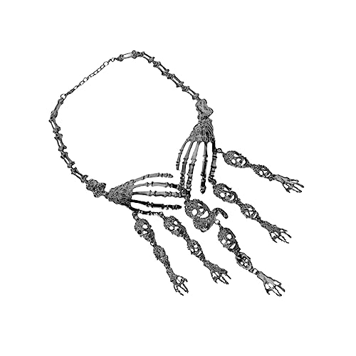 LIFKOME Exaggerierte Halloween Schädel Clavicle Kette Mehrlagige Schwarze Halskette Robuste Festliche Schmuck Dekoration für Damen und Herren für Halloween Kostüm von LIFKOME