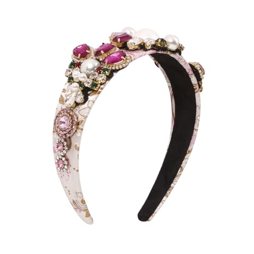 LIFKOME Extravaganter Haarreif Für Damen Mit Perlen Und Bunten Strasssteinen Stilvolles Stirnband Für Besondere Anlässe Eleganter Kopfschmuck Breiter Haarbügel Für Mädchen Und Frauen von LIFKOME