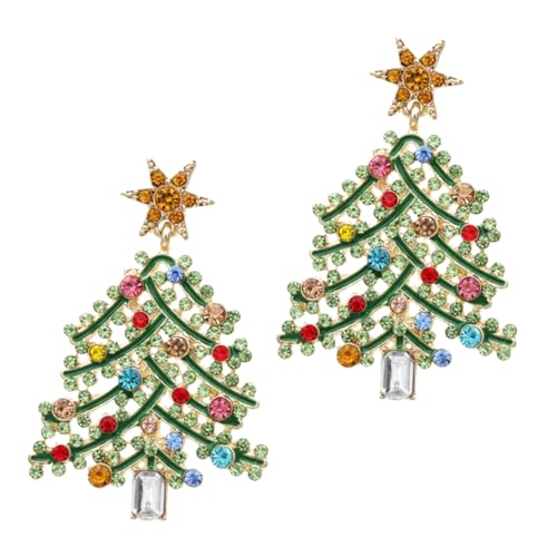 LIFKOME Extravaganter Weihnachtsbaum Ohrstecker mit Hohlraum Design und Funkelnden Strasssteinen Festtags Ohrringe für Damen Auffälliger Ohrschmuck zur Weihnachtszeit von LIFKOME