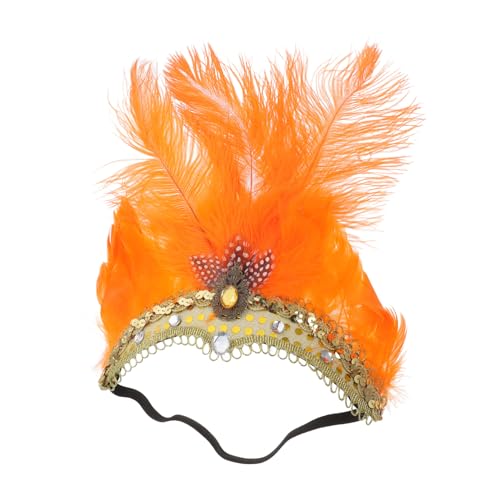 LIFKOME Federglänzendes Haarband Handgefertigt Party Kopfschmuck Damen Mädchen Karneval Cosplay Stirnband für Tanz Weihnachten Orange von LIFKOME