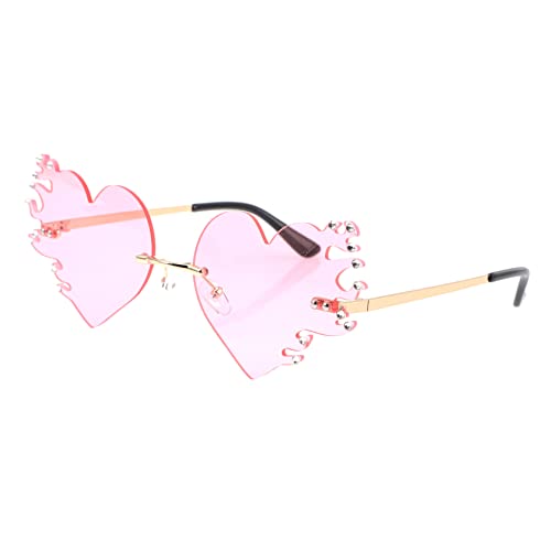 LIFKOME Flamme women sunglasses damensonnenbrille Tanzparty Langlebige Mode Schwimmbad Herz coole Partyzubehör Metall Rosa von LIFKOME