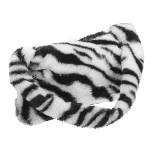 LIFKOME Flauschige Damen Umhängetasche Vintage Plüsch Schultertasche Modischer Tote Bag Im Zebra-Design Für Alltag Reisen Und Besondere Anlässe von LIFKOME