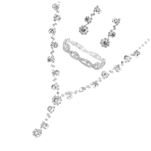 LIFKOME Frauen Schmuckset Brautschmuck mit Funkelnden Strasssteinen Teiliges Kette Ohrringe Armband für Hochzeit Geburtstag und Festliche Anlässe Hautfreundlich und Langlebig von LIFKOME