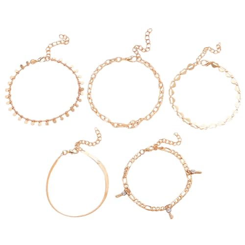 LIFKOME Fußkettchen Damen Sommer Verstellbar Herz Anhänger Goldfarben Boho Stil Schmuck für Strand Party Hochzeit Alltag von LIFKOME