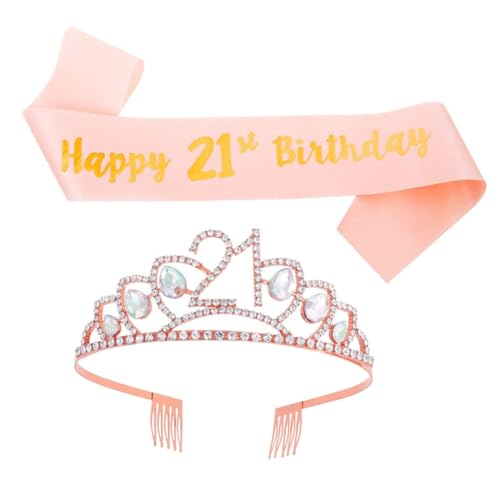 LIFKOME 1satz Geburtstag Sash Mit Krone Und Haarband Party Mädchen Roségoldene Schärpe Und Haaraccessoires Dekoration Für Geburtstagsfeiern von LIFKOME