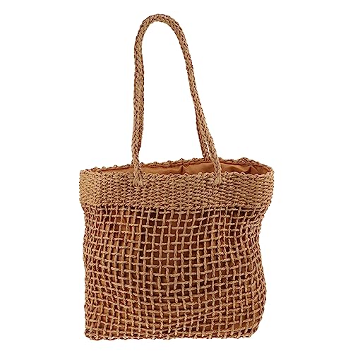 LIFKOME Geflochtene Handtasche Damen Vielseitige Leichte Schultertasche mit Großem Fassungsvermögen Robuste Tragbare Stofftasche für Alltag Urlaub und Freizeit Schlichtes Design von LIFKOME