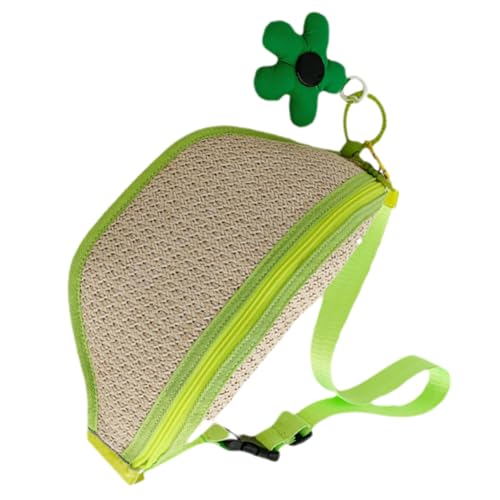 LIFKOME Gewebte Umhängetasche Für Damen Strohgürteltasche Schultertasche Mit Blumenanhänger Leichter Reißverschluss Stylische Geldbörse von LIFKOME