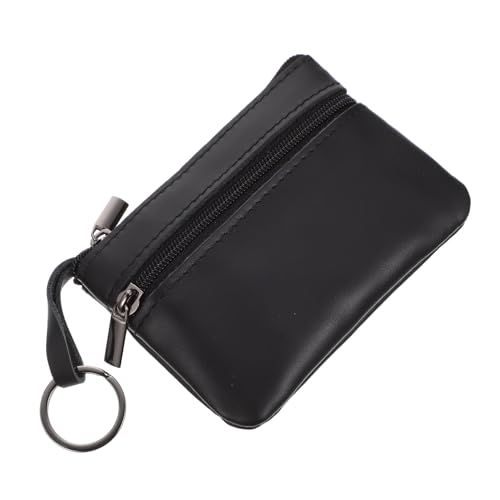 LIFKOME Kleine Geldbörse Mit Schlüsselanhänger Aus Echtem Material Reißverschluss Münztasche Handflächengröße Schwarze Wechselgeldbörse Für Damen Und Herren Vintage Geldbörse Für von LIFKOME