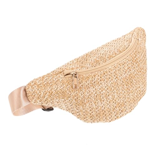 LIFKOME Gewebte Tasche Aus Imitationsstroh Kleine Umhängetasche Für Damen Brusttasche Sommer-gürteltasche Hüfttasche Für Reisen Und Täglichen Gebrauch von LIFKOME