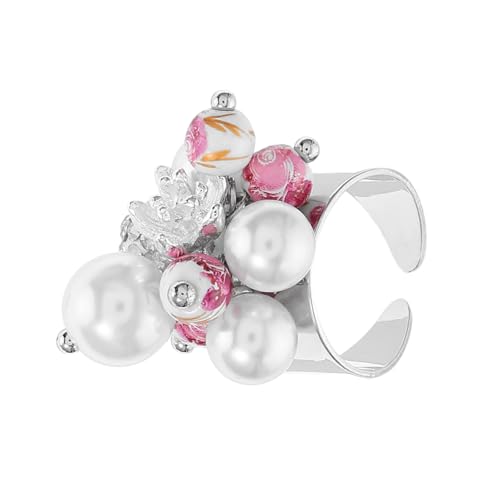 LIFKOME Minimalistischer Offener Damenring Mit Glasperlen Und Kunstperlen Zierlicher Trendiger Fingerschmuck Im Vintage-stil Leicht Und Angenehm Zu Tragen von LIFKOME