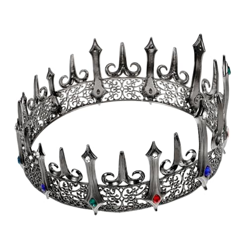 LIFKOME Krone Für Herren Metallkopfschmuck Im Gothic-stil Mit Strassverzierungen Haltbar Und Langlebig Für Party Und Cosplay von LIFKOME