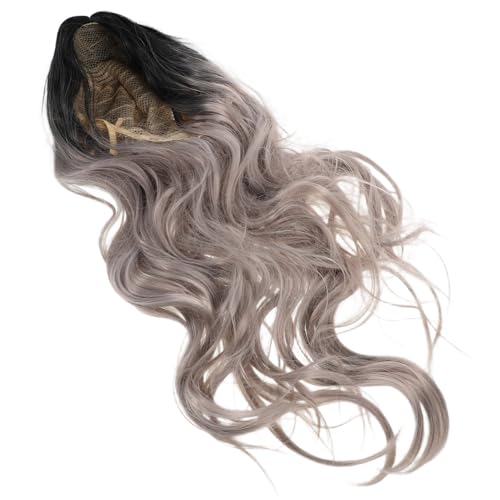 LIFKOME Gradient Schwarze-graue Perücke Damen Lang Gewellt Lockig Synthetisch Verstellbar mit Netz Halloween Cosplay Party Alltag von LIFKOME