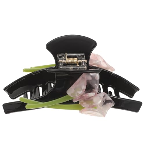 LIFKOME Große Haarklammer mit Blumenmotiv Dekorative Claw Clip für Frauen Stabiler Haarhalter für Alltag Party Hochzeit Einzigartiges Design Sicher und Praktisch Schwarzer Großer von LIFKOME