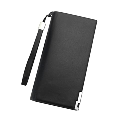 LIFKOME Große Kapazität Herren Langbörse mit Reißverschluss Langlebiges PU Material Viele Kartenfächer und Telefonfach Schlanke Geldbörse für Büro und Geschäftsreisen Schwarzes von LIFKOME