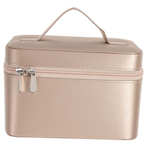 LIFKOME Große Kosmetiktasche Damen Multifunktional PU Leder Reise Kulturbeutel Tragbar mit Weitläufigem Griff für Make Up Schmuck Zubehör Organizer Rosa von LIFKOME